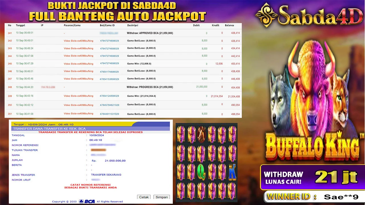 JACKPOT MEMBER SABDA4D DI GAME  BUFFALO KING 