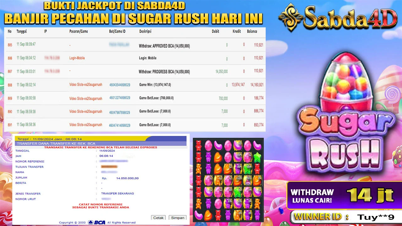 JACKPOT MEMBER SABDA4D DI GAME  SUGAR RUSH 